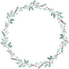 Fototapeta premium Elegant Holly Berry Wreath, Festive Winter Design, Christmas Decor
