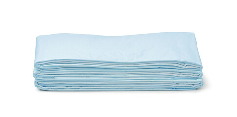 Stack of blue disposable  bed sheets © Coprid