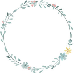 Fototapeta premium Pastel Floral Wreath Delicate Spring Flowers Circle Frame