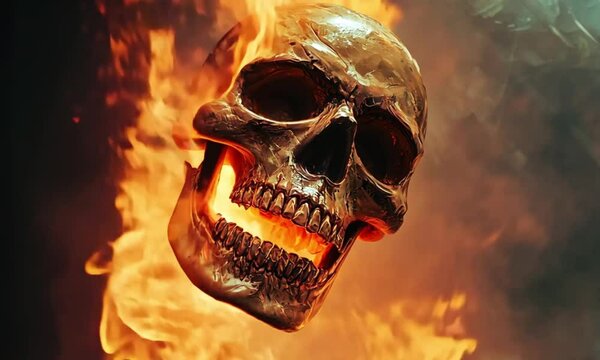 skull in flames