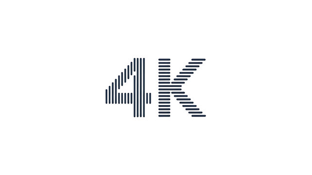4K logo designed with parallel lines, clean and modern minimalist style.