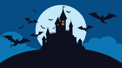 halloween background with haunted house