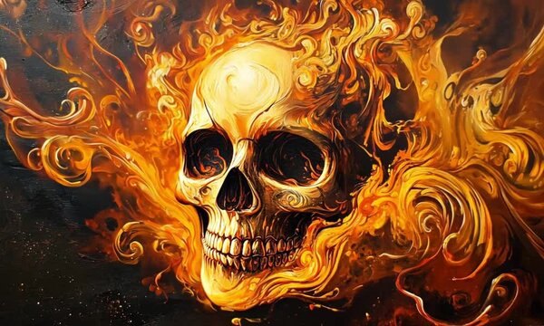 skull in flames
