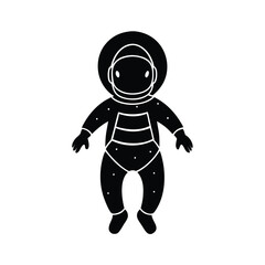 Baby Astronaut Silhouette Vector.