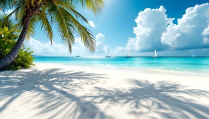 Beautiful tropical beach, White sand and coco palms Amazing beach.