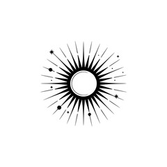 Obraz premium Minimalist Celestial Sunburst Illustration on White Background