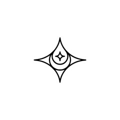 Fototapeta premium Minimalist Celestial Logo: Star, Moon, Drop, Geometric Line Art