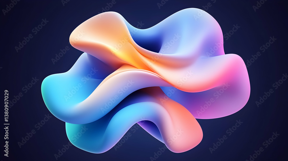 Poster abstract colorful 3d render of intertwined shapes