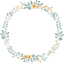 Obraz premium Elegant Floral Wreath Frame Delicate Blue, Yellow Flowers