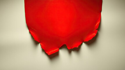 Naklejka premium A torn section of glossy red material partially reveals a surface