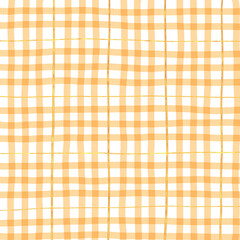 Gold Orange Plaid Gingham Hand Drawn Background Pattern Overlay