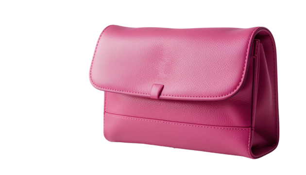Photo of pink clutch isolated on transparent background 