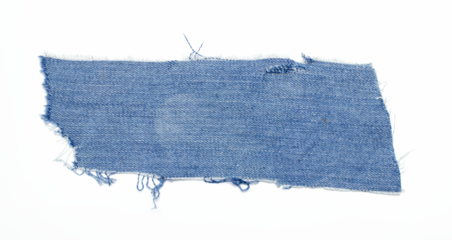 jeans. a frayed and torn piece of denim rag.