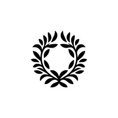 Black Laurel Wreath Logo on White: Minimalist Design