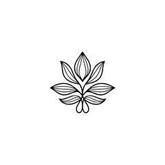 Minimalist Botanical Line Art Logo Element, Leaf and Branch