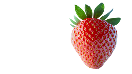 A delicious, healthy strawberry, a seasonal summer fruit picked from a natural garden, a large strawberry that is perfectly crimson red, a berry fruit.