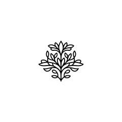 Elegant Botanical Logo: Black Line Art Plant, Minimalist Design