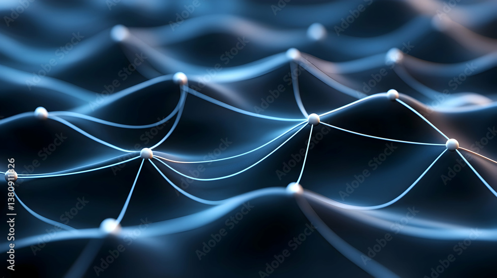 Poster abstract geometric network: connected lines and dots