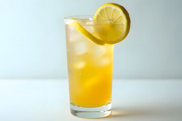 Ice in a glass  soda water and lemon