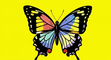 Obraz premium Colorful Butterfly on Yellow art 