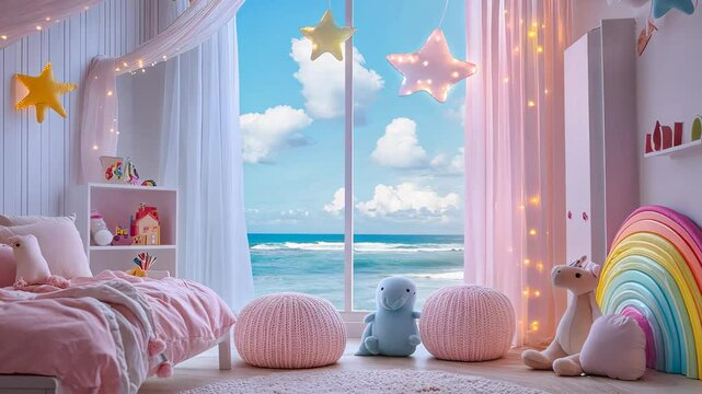 Beautiful children's room with a teepee. Selective focus. dizain.