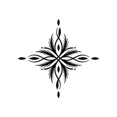 Elegant Black Floral Cross Design on White Background
