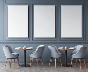 Three blank frames in elegant restaurant interior. (1)