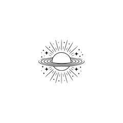 Minimalist Saturn Planet Logo Design, Celestial Illustration