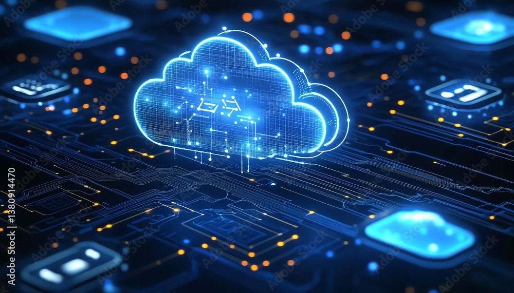 Aufkleber digital cloud computing network concept