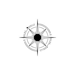 Minimalist Compass Rose Illustration: Geometric Navigation Icon