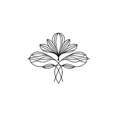 Minimalist Floral Design Element: Elegant Black Line Art on White