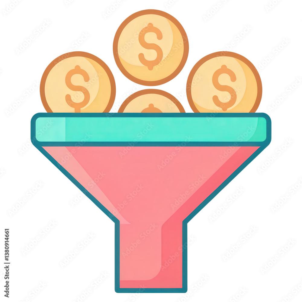 Poster a coin funnel collecting multiple revenue streams for ico projects in a digital context.
