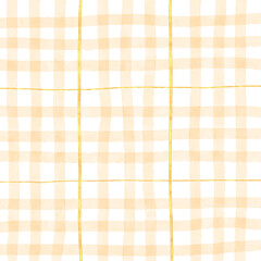 Gold Orange Plaid Gingham Hand Drawn Background Pattern Overlay