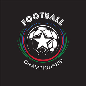 A vector illustration featuring a football with a star at its center, surrounded by circular lines in blue, green, and red