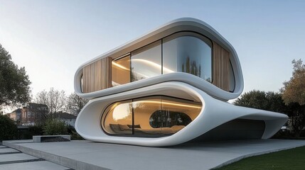 Modern, flowing, minimalist residence with large windows