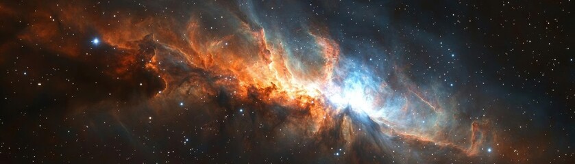 Obraz premium Witness the birth of a star in outer space, cosmic clouds swirling, majestic colors blending, breathtaking galactic motion, nebulas journey, surreal celestial event