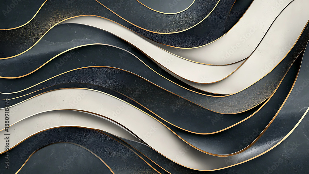 Poster abstract wavy pattern featuring elegant curves smooth flowing lines dark light tones for contemporar
