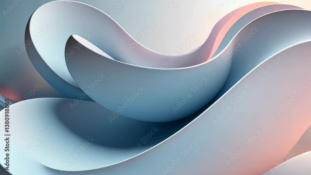 Poster smooth, undulating, abstract shapes gently move in calming waves of pastel hues.