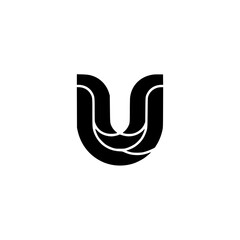 Black Abstract Letter U Logo on White Background, Minimalist Design