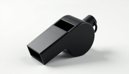 Classic black plastic whistle, simple design, clean background , instructor, referee, safety