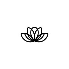Minimalist Lotus Flower Icon on White Background: Serene Design