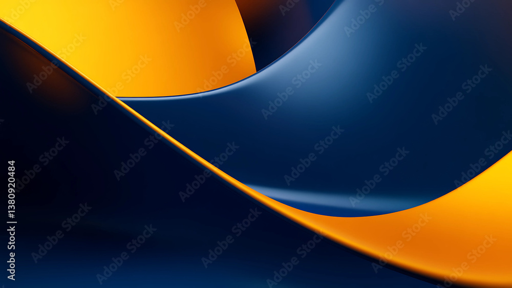 Poster mesmerizing blue and orange abstract curves with dynamic flow and perfect harmony creating visual de