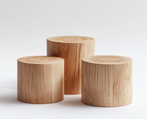 Wooden display podiums, studio backdrop, product presentation