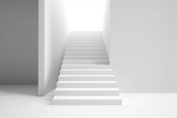 Fototapeta premium Detailed illustration of white minimalistic stairs and walls. 