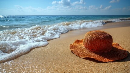 Summer Beach Hat on Sandy Shore