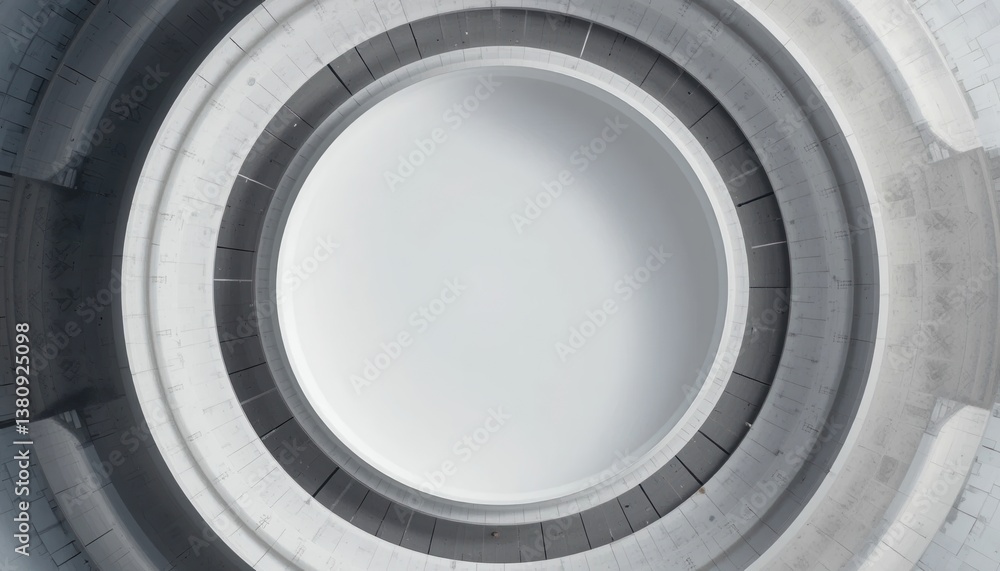 Poster abstract architectural design modern space aerial view circular structure minimalist environment inn