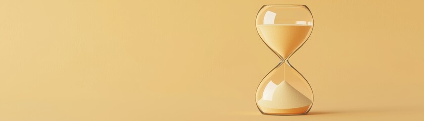 A minimalistic hourglass on a warm yellow background, symbolizing the passage of time and reflection.