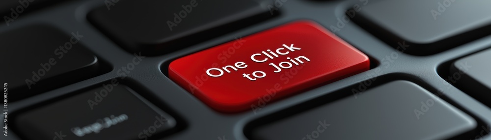 Poster a close-up of a keyboard highlighting a prominent red button labeled 