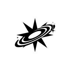 Abstract Cosmic Starburst Logo Design in Black and White