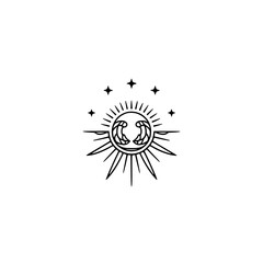 Celestial Line Art: Sun, Moon & Stars, Mystical Logo Design